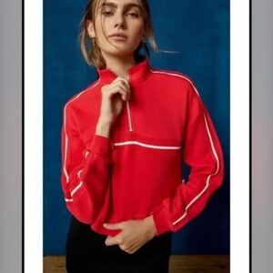UO BDG Angie Cropped Quarter-Zip‎ Sweatshirt Size Large